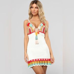 Listen To The Music Crochet Mini Dress - White